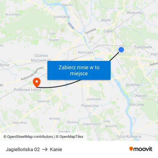 Jagiellońska 02 to Kanie map