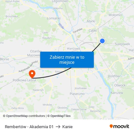 Rembertów-Akademia to Kanie map