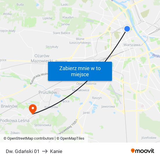 Dw. Gdański 01 to Kanie map