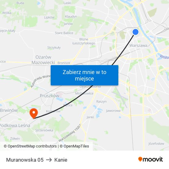 Muranowska to Kanie map