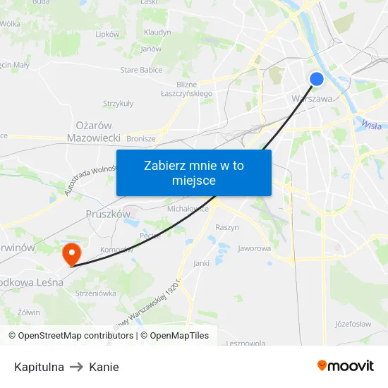 Kapitulna to Kanie map