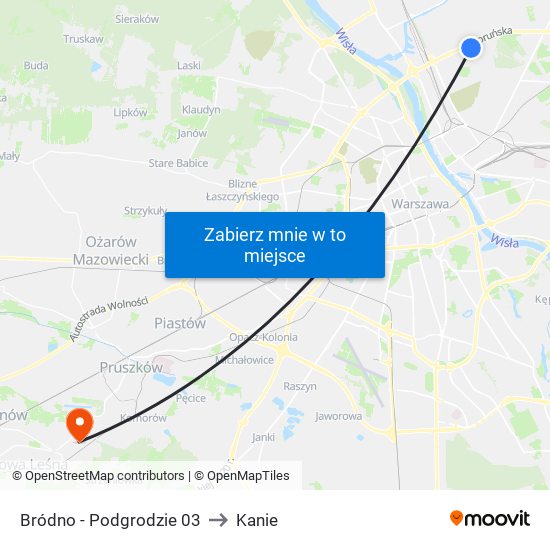 Bródno-Podgrodzie to Kanie map