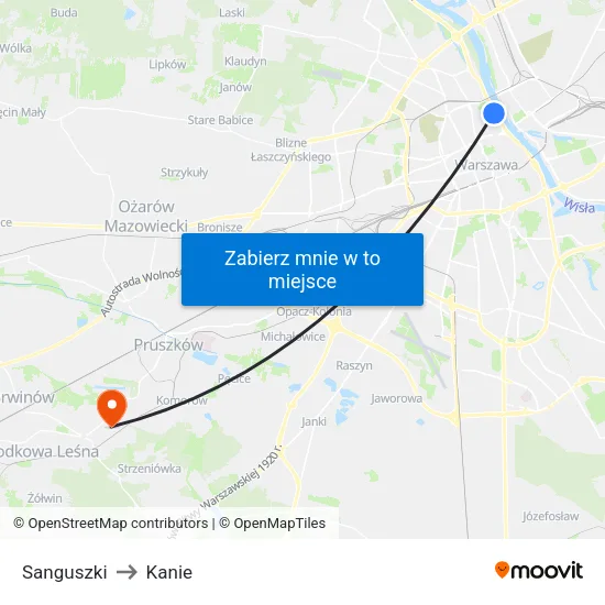 Sanguszki to Kanie map