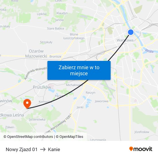 Nowy Zjazd 01 to Kanie map