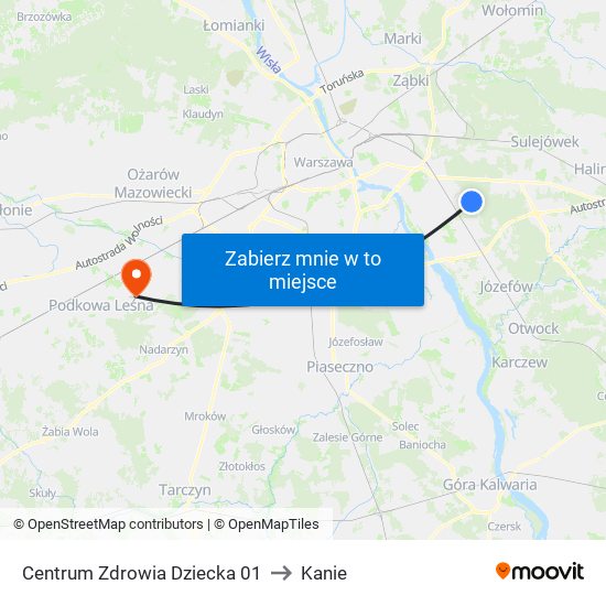 Centrum Zdrowia Dziecka to Kanie map