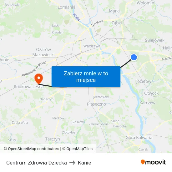 Centrum Zdrowia Dziecka to Kanie map