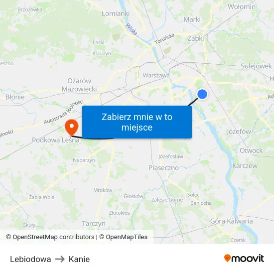Lebiodowa to Kanie map