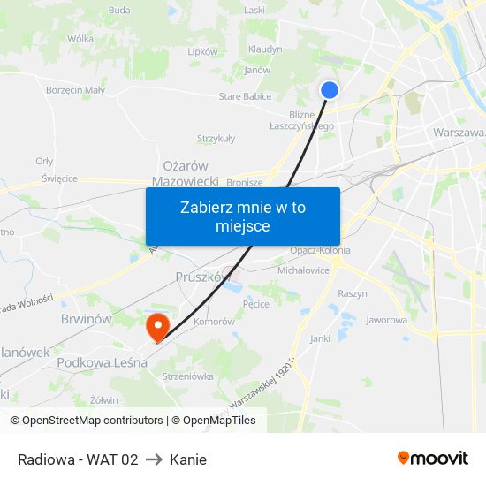 Radiowa - WAT 02 to Kanie map