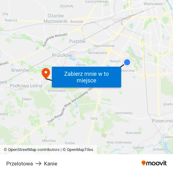 Przelotowa to Kanie map