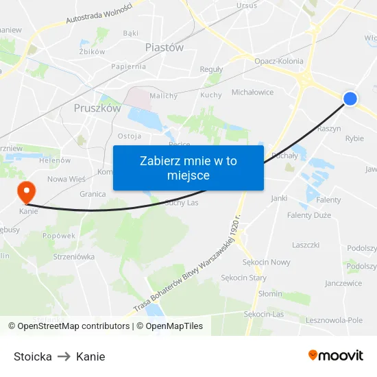 Stoicka to Kanie map