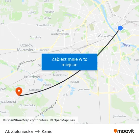 Al. Zieleniecka to Kanie map