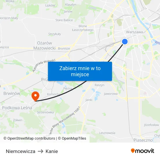 Niemcewicza to Kanie map