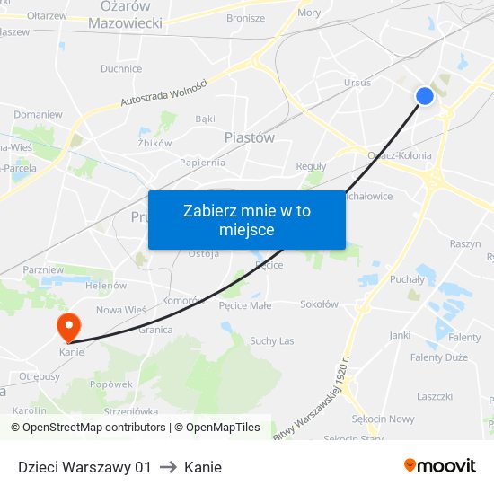 Dzieci Warszawy to Kanie map