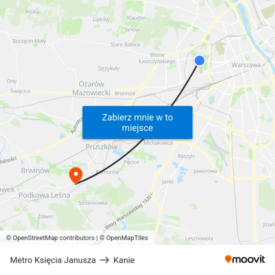 Metro Księcia Janusza to Kanie map