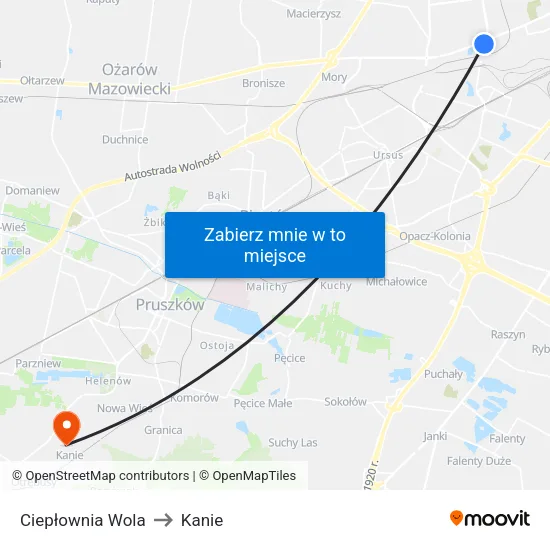 Ciepłownia Wola to Kanie map