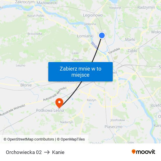 Orchowiecka 02 to Kanie map