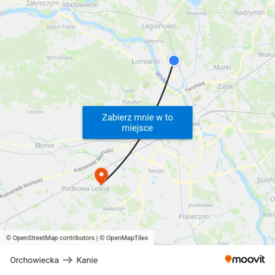 Orchowiecka to Kanie map
