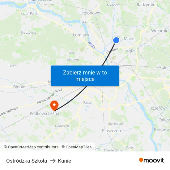 Ostródzka - Szkoła to Kanie map
