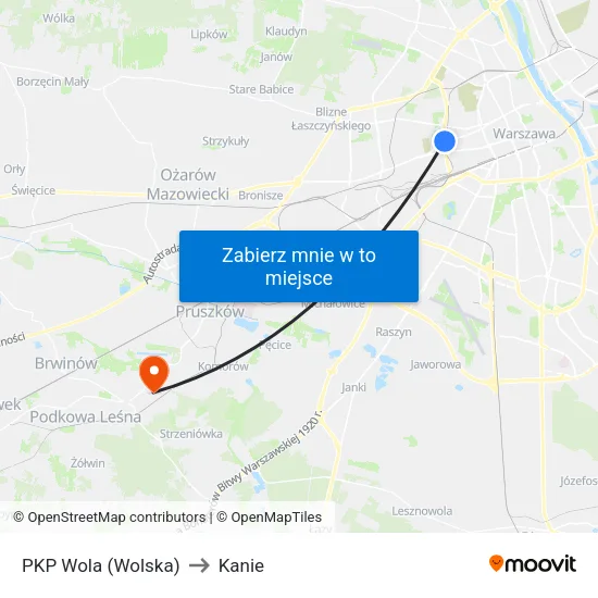PKP Wola (Wolska) to Kanie map