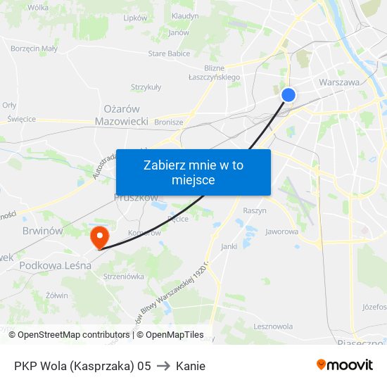 PKP Wola (Kasprzaka) to Kanie map