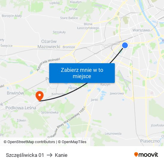 Szczęśliwicka 01 to Kanie map