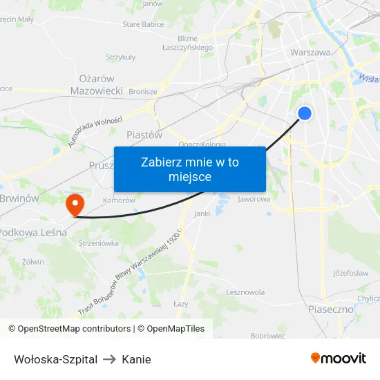 Wołoska - Szpital to Kanie map