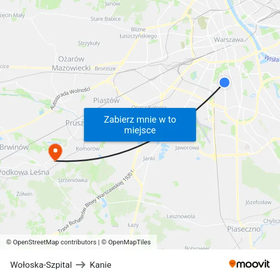 Wołoska - Szpital to Kanie map