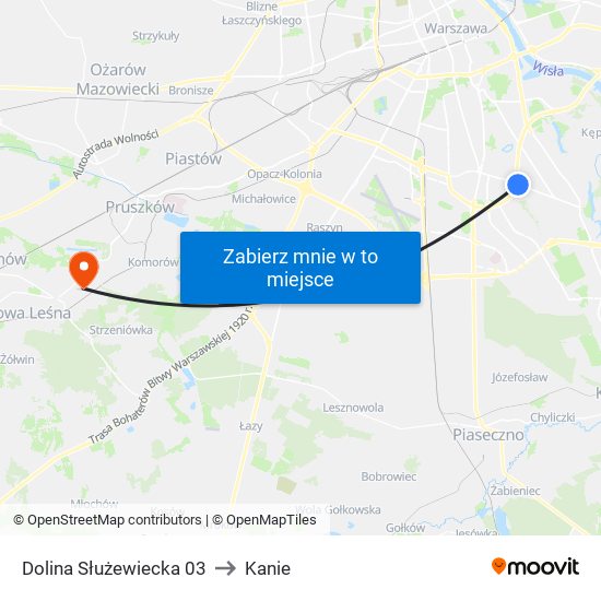 Dolina Służewiecka to Kanie map