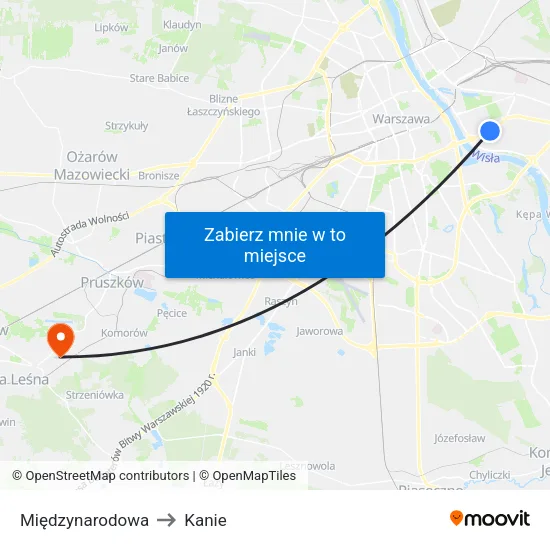Międzynarodowa to Kanie map