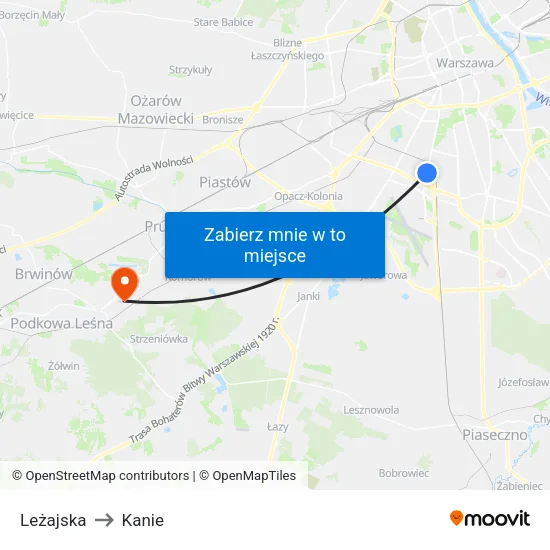 Leżajska to Kanie map