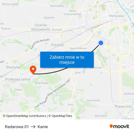 Radarowa 01 to Kanie map