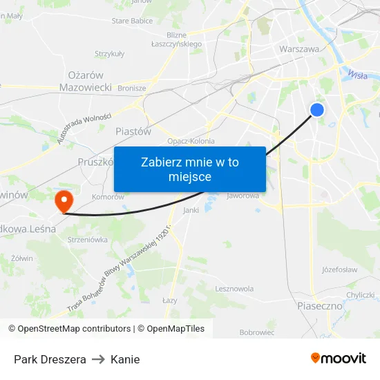 Park Dreszera to Kanie map