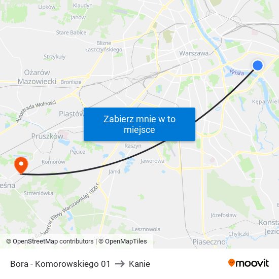 Bora - Komorowskiego 01 to Kanie map