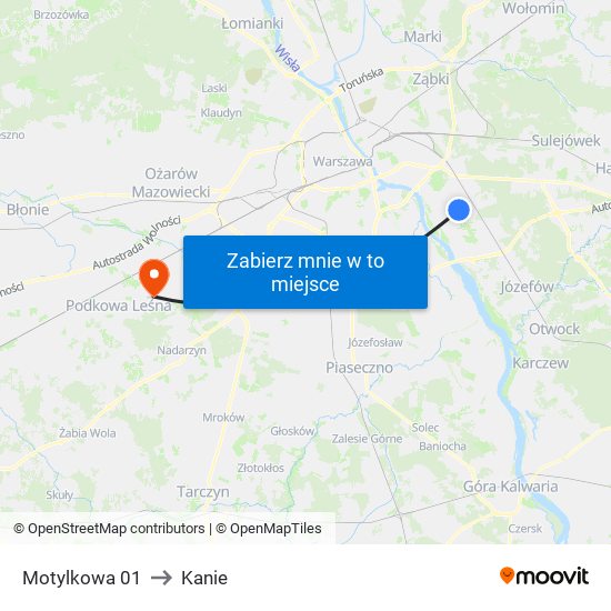 Motylkowa 01 to Kanie map