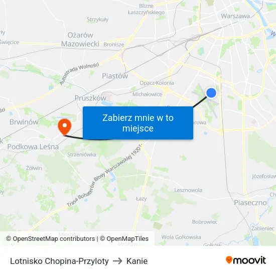 Lotnisko Chopina - Przyloty to Kanie map