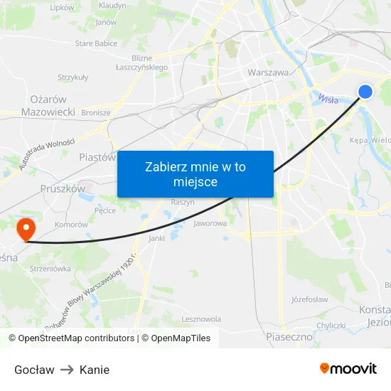 Gocław to Kanie map