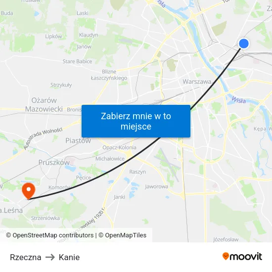 Rzeczna to Kanie map