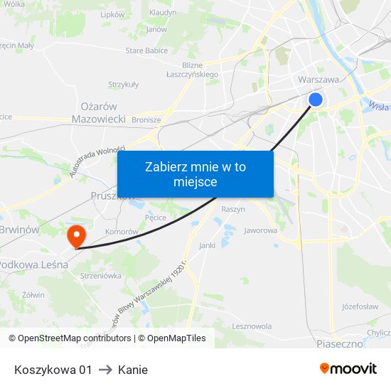 Koszykowa 01 to Kanie map