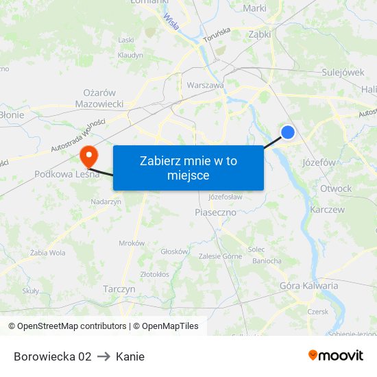 Borowiecka to Kanie map