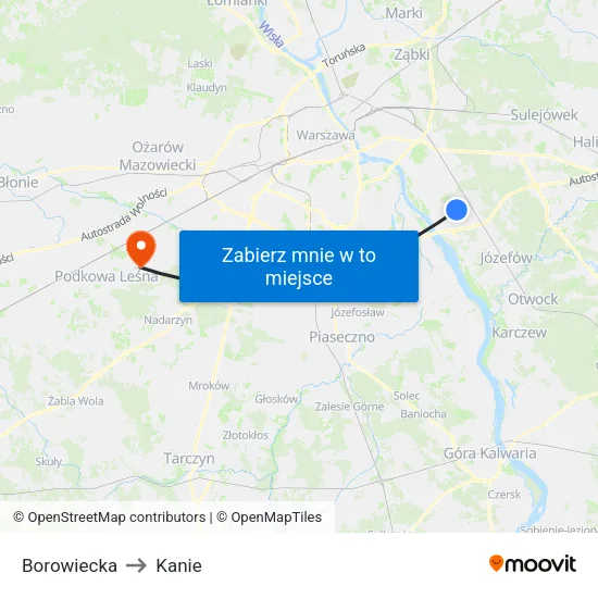 Borowiecka to Kanie map