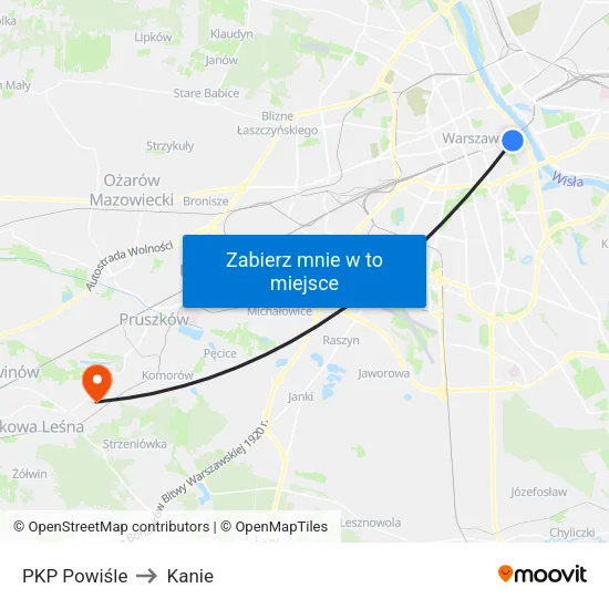 PKP Powiśle to Kanie map