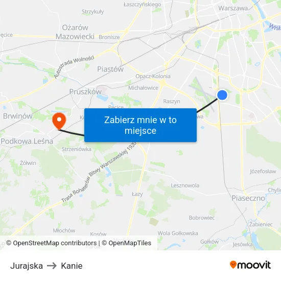 Jurajska to Kanie map