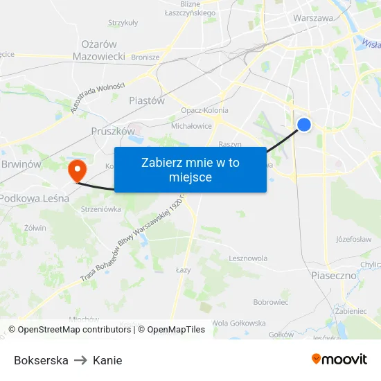 Bokserska to Kanie map