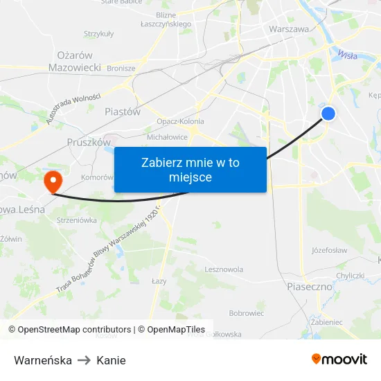 Warneńska to Kanie map