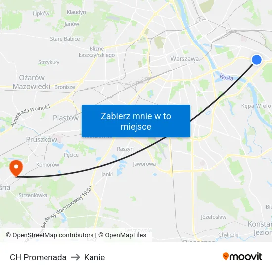 CH Promenada to Kanie map