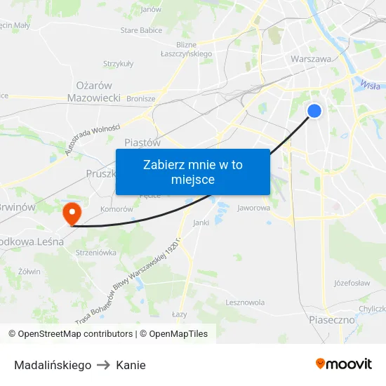 Madalińskiego to Kanie map