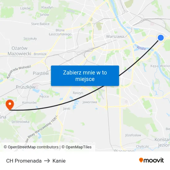 CH Promenada to Kanie map