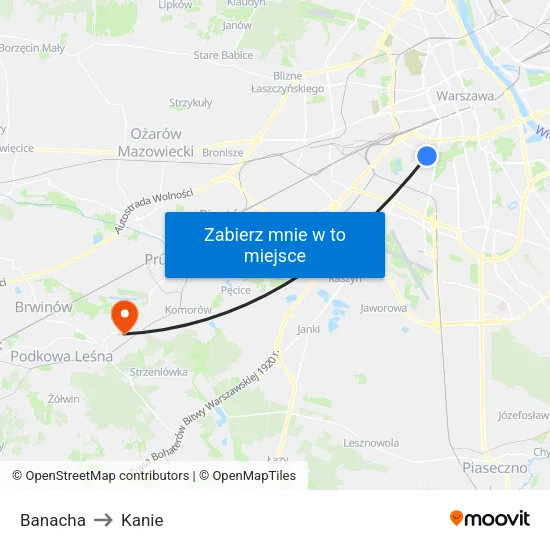 Banacha to Kanie map