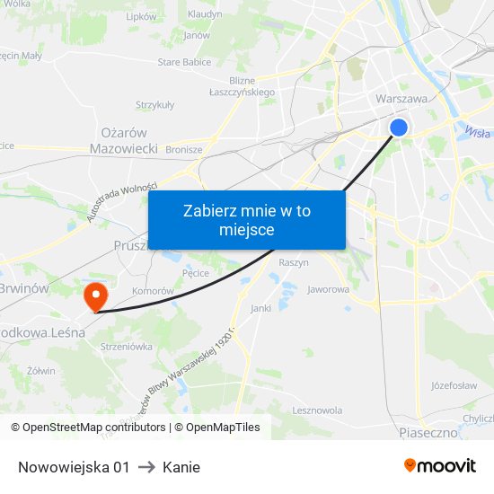 Nowowiejska 01 to Kanie map