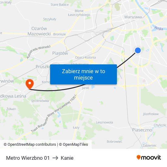 Metro Wierzbno 01 to Kanie map